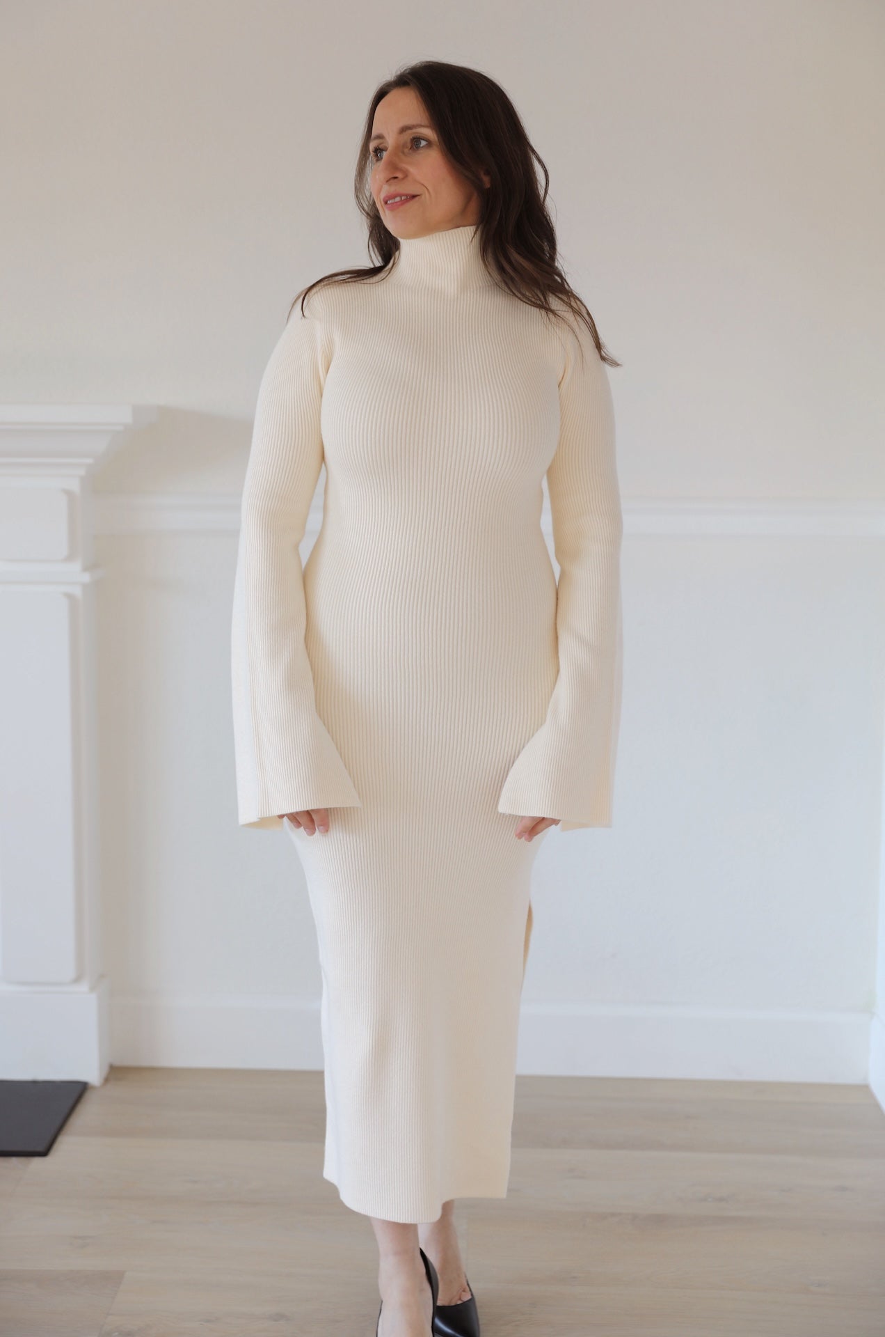 Lexie White Sweater Midi Dress