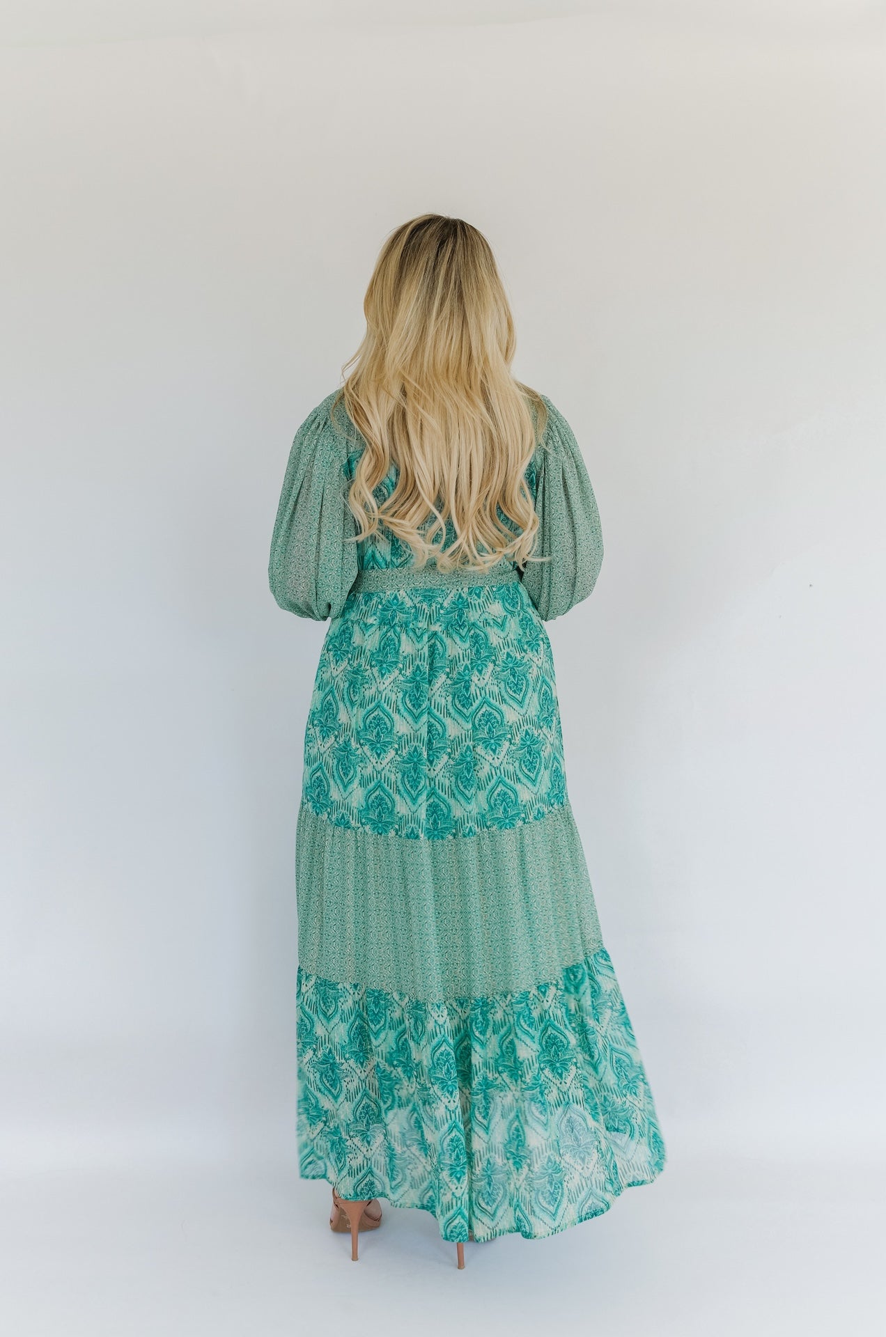 Teal Paisley Print Maxi Dress