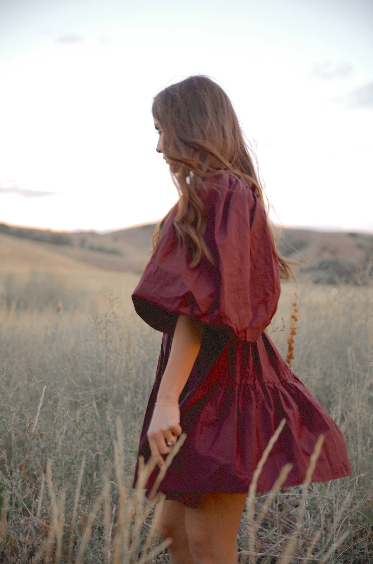Piper Puff Sleeve Dress Brown