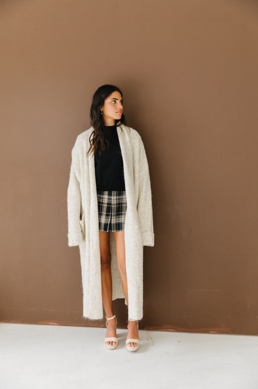 Beige Oversized Maxi Cardigan