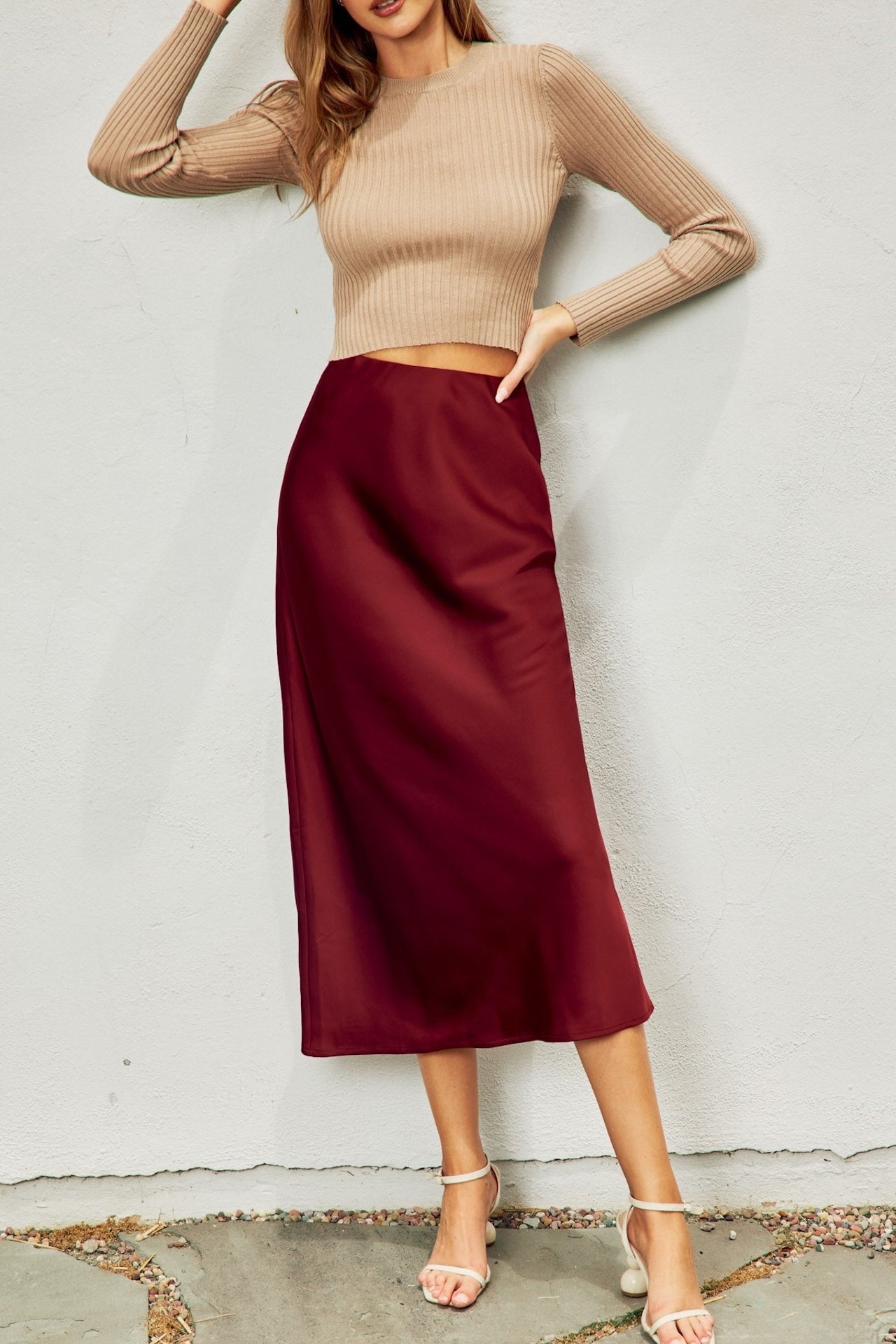 Red Maxi Slip Skirt