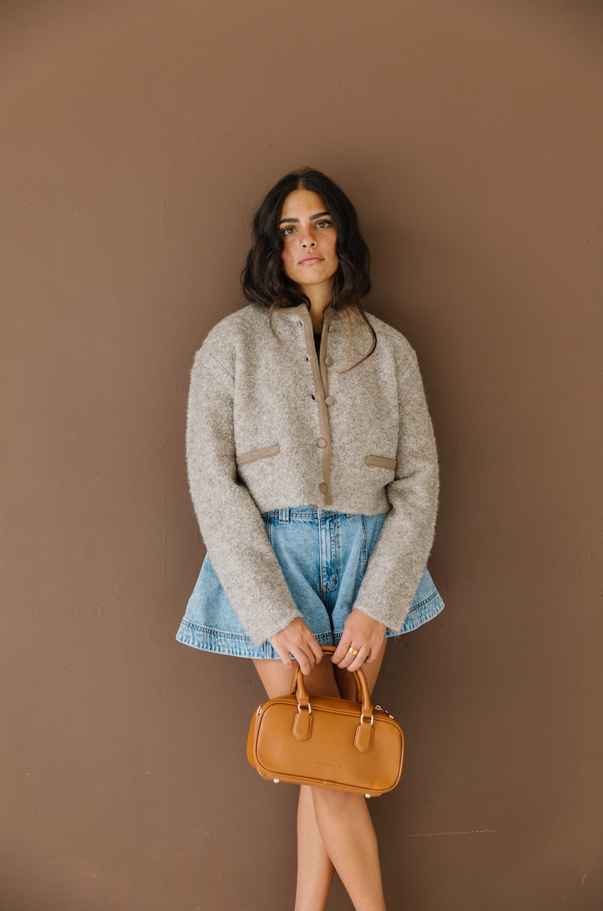 Melie Bianco Structured Brown Handbag - Boston Satchel