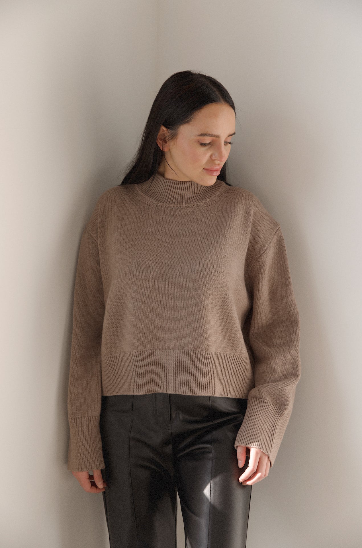 mocha brown knit sweater