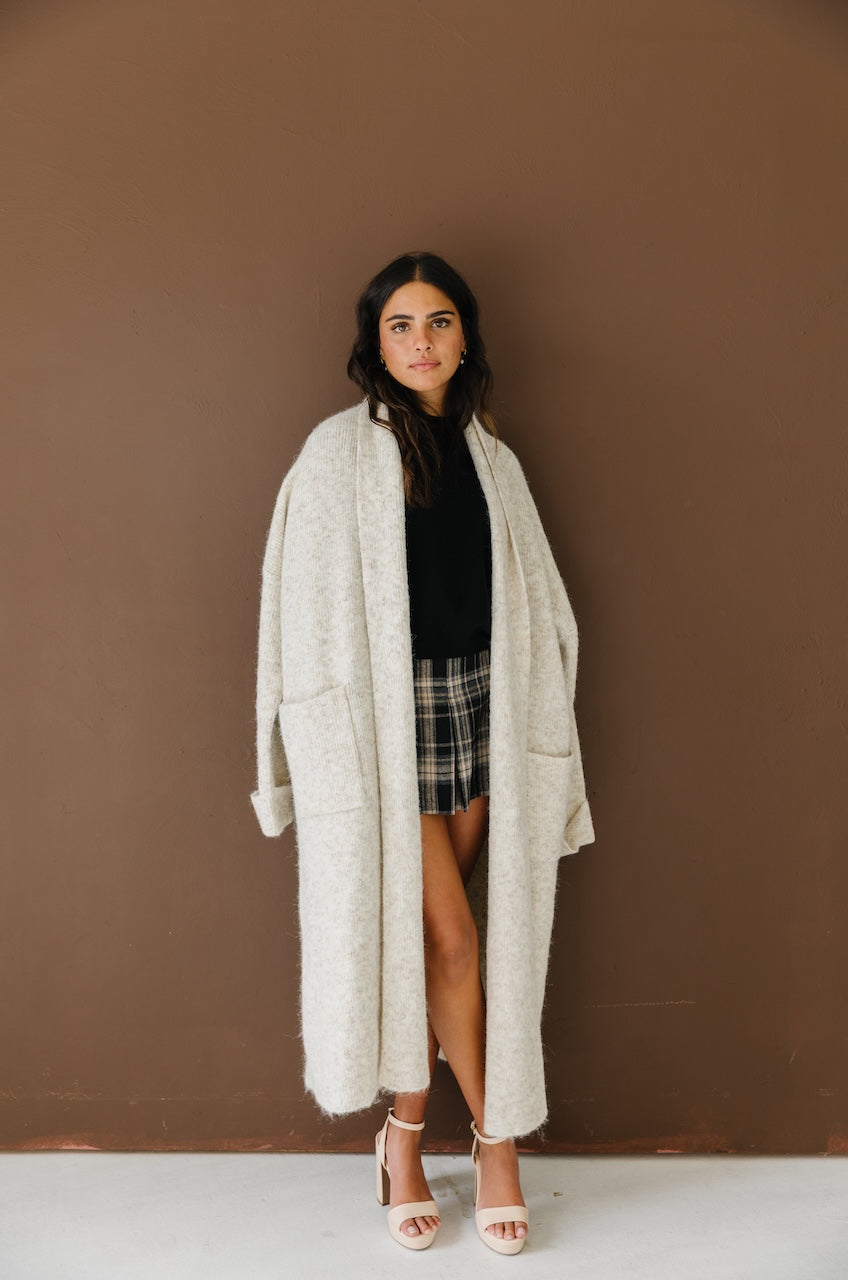 Beige Oversized Maxi Cardigan