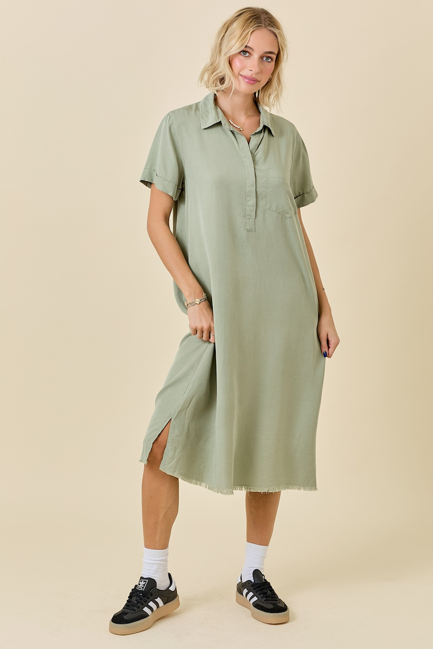 Olive Green shirt Dress