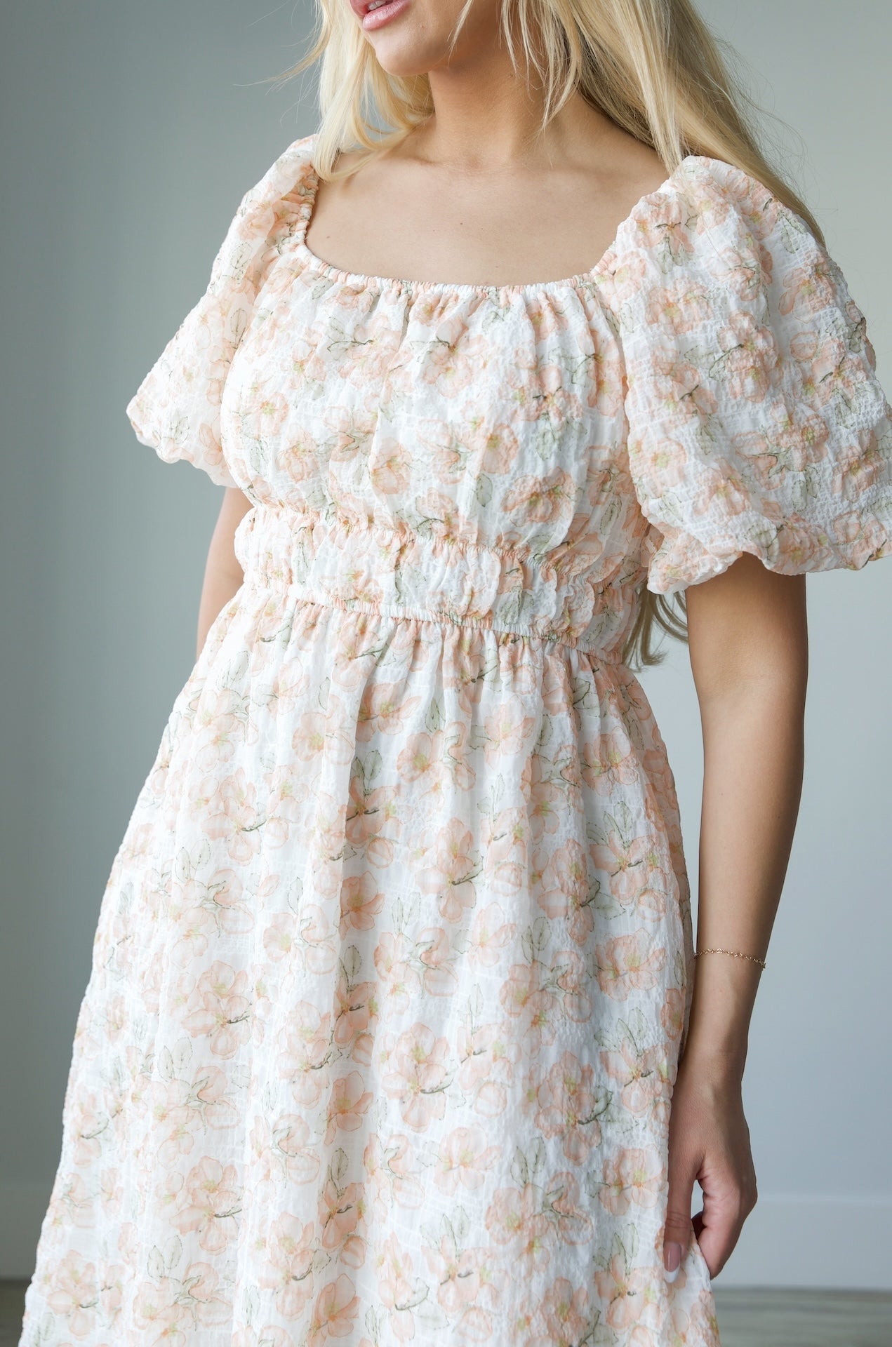 Blossom Floral Print Midi Dress - Peachy