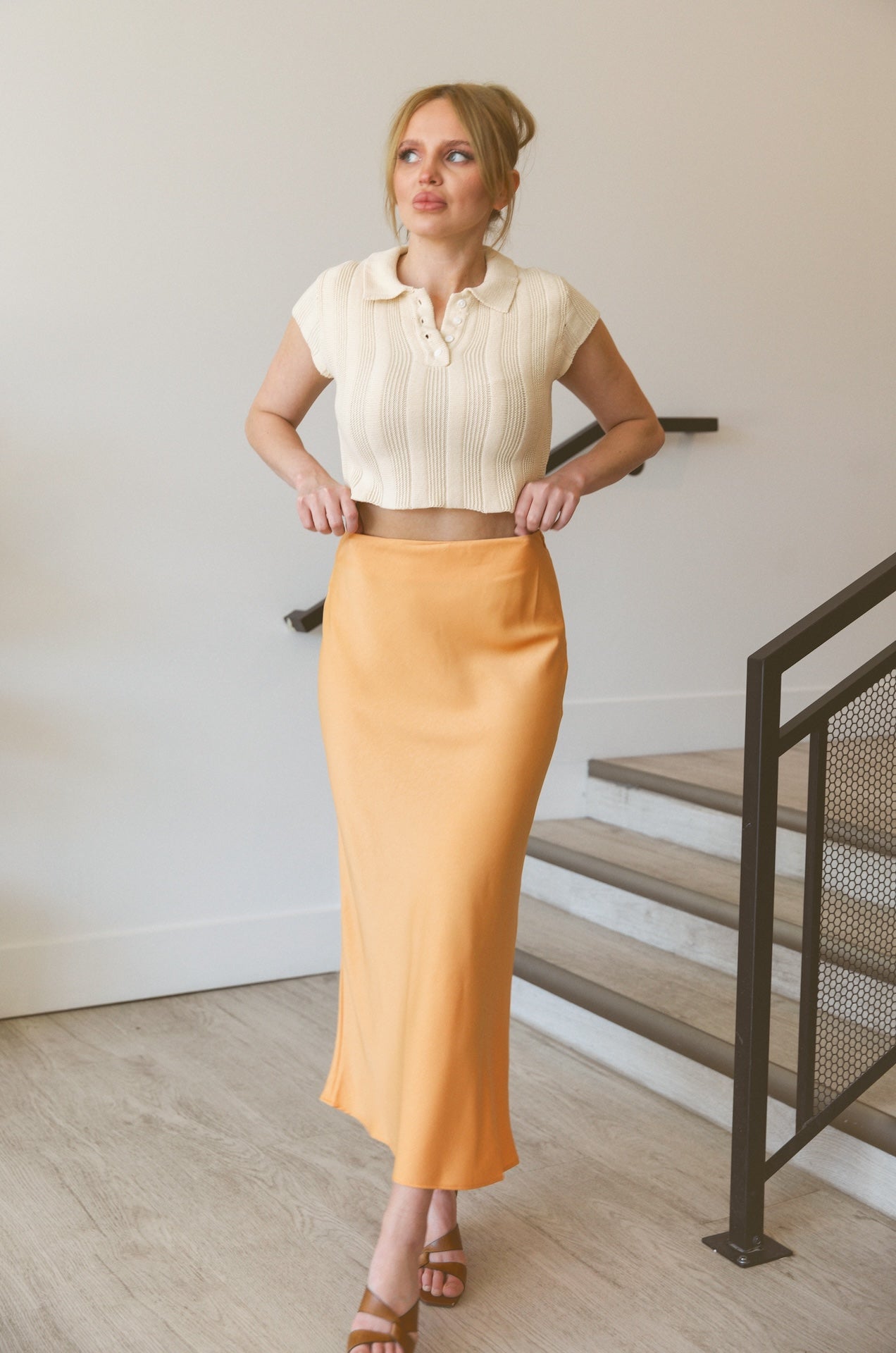 Apricot Midi Skirt