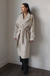 shawl collar long sleeve belted wrap wool blend houndstooth coat
