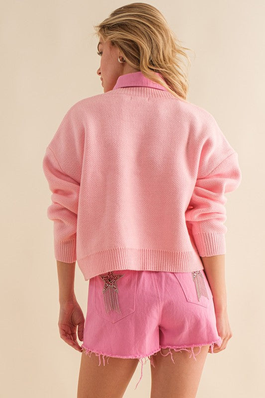Pink Christmas Tree Sparkle Sweater