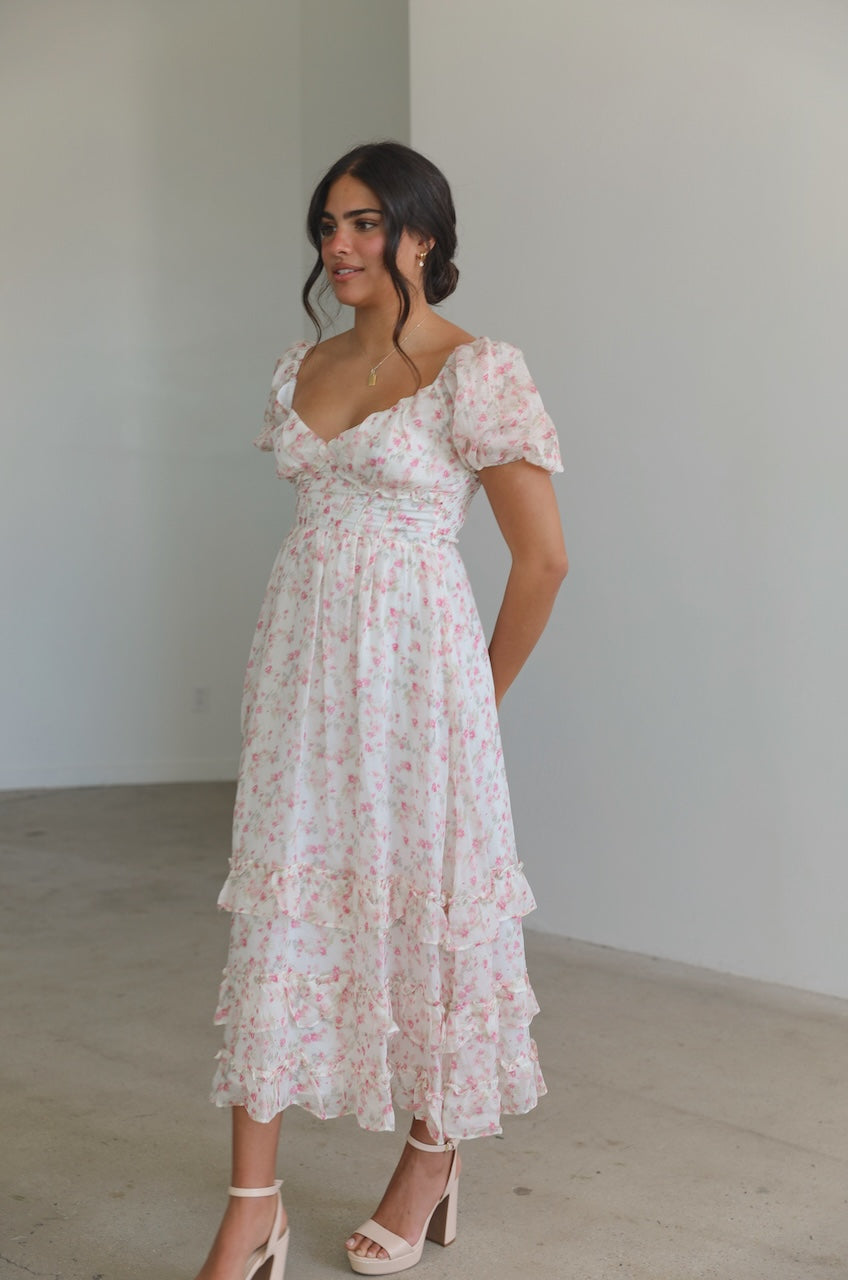 Vienna Ruffle Corset Floral Dress