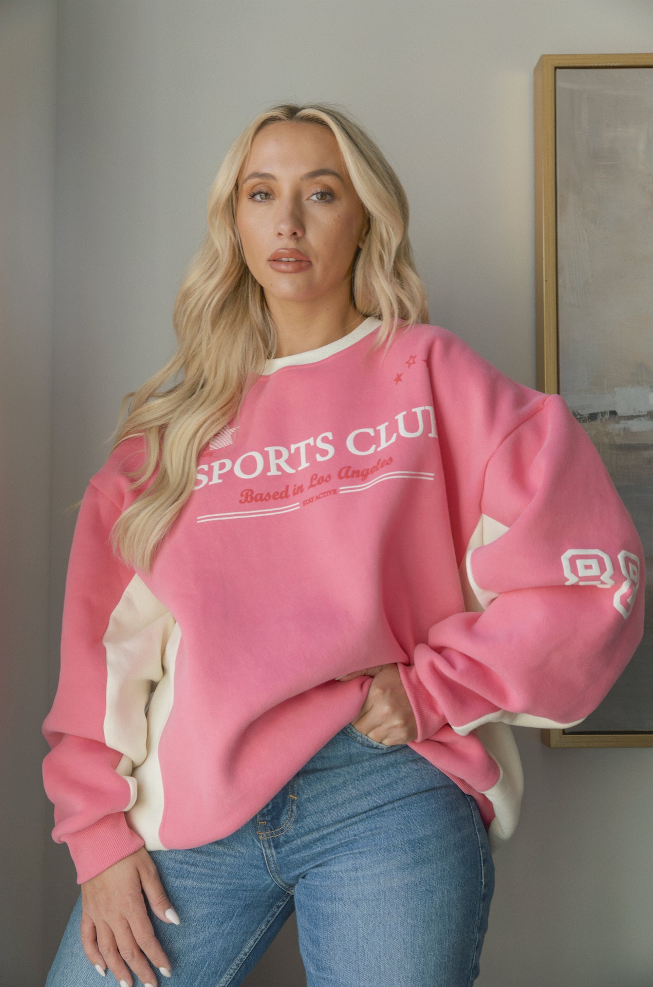 pink sports club graphic sweatshirt