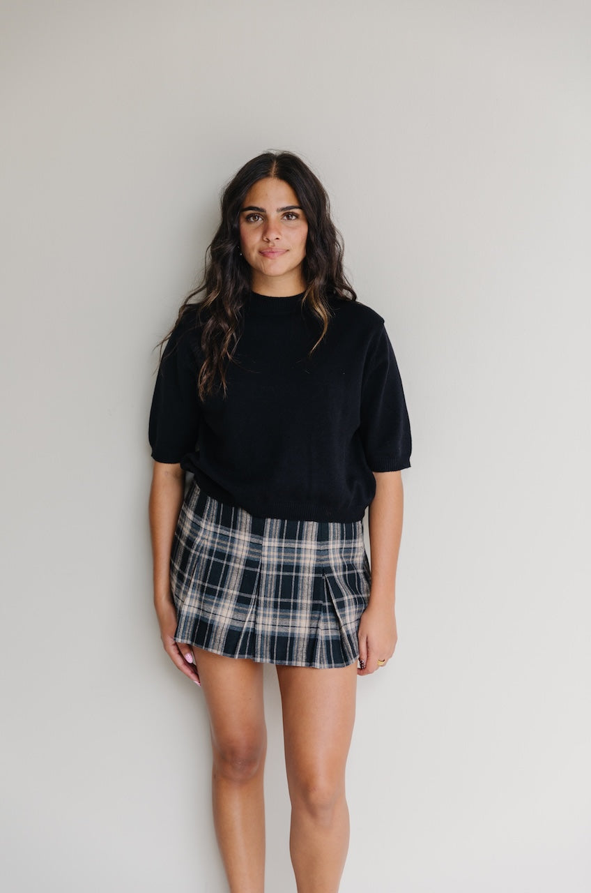 Plaid Pleated Mini Skirt