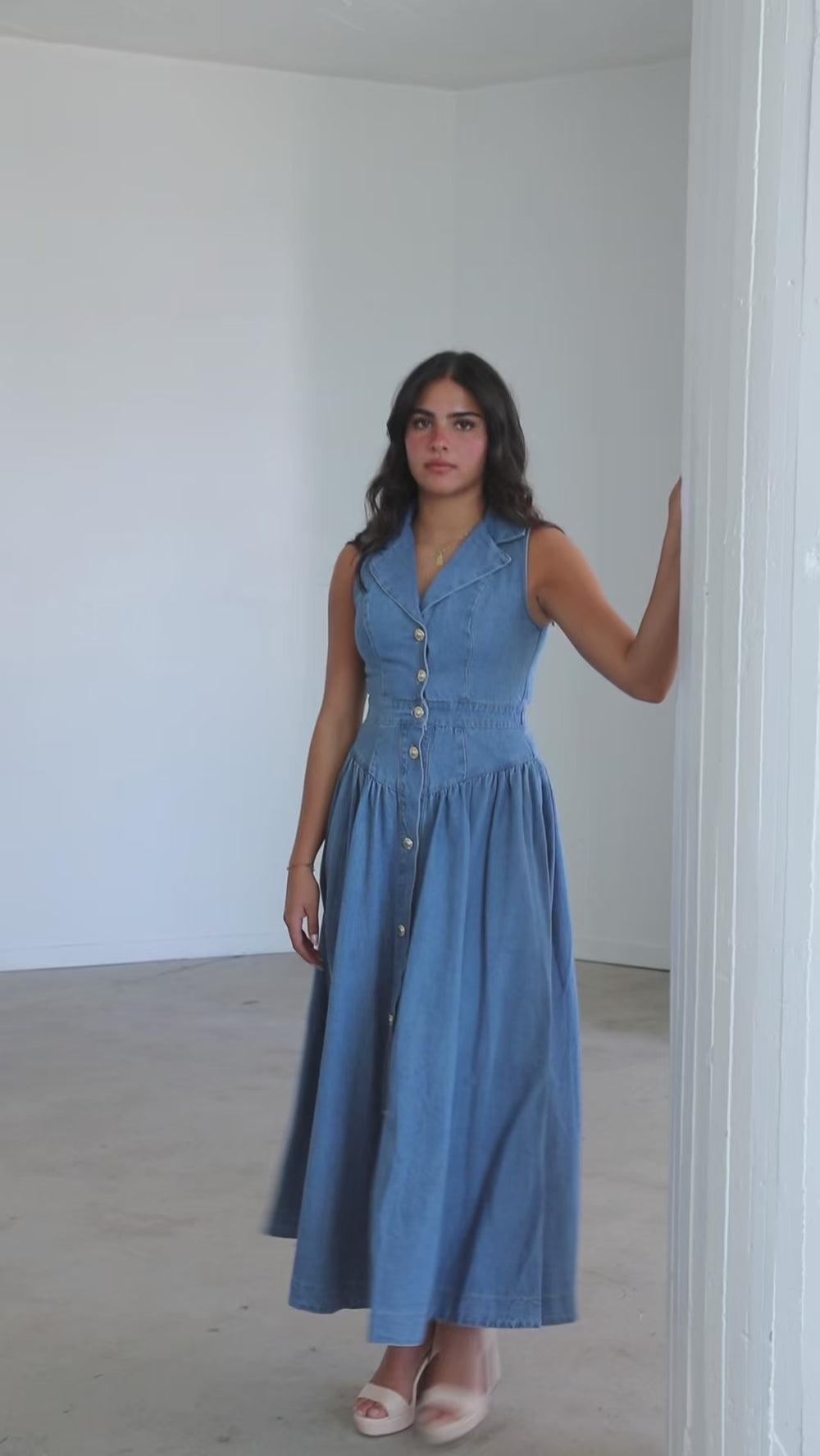 Sleeveless Denim Maxi Dress
