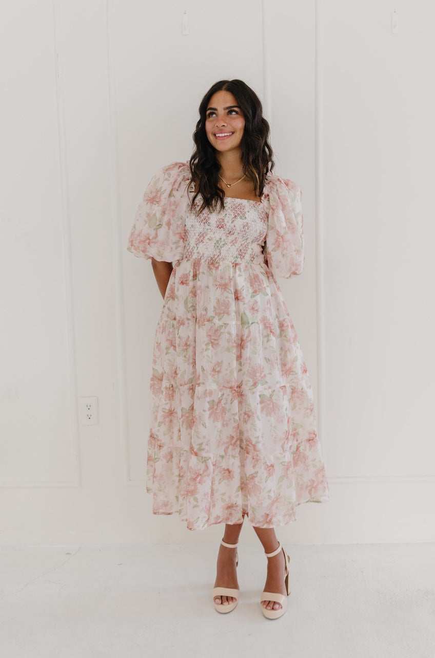 Floral Chiffon Midi Dress