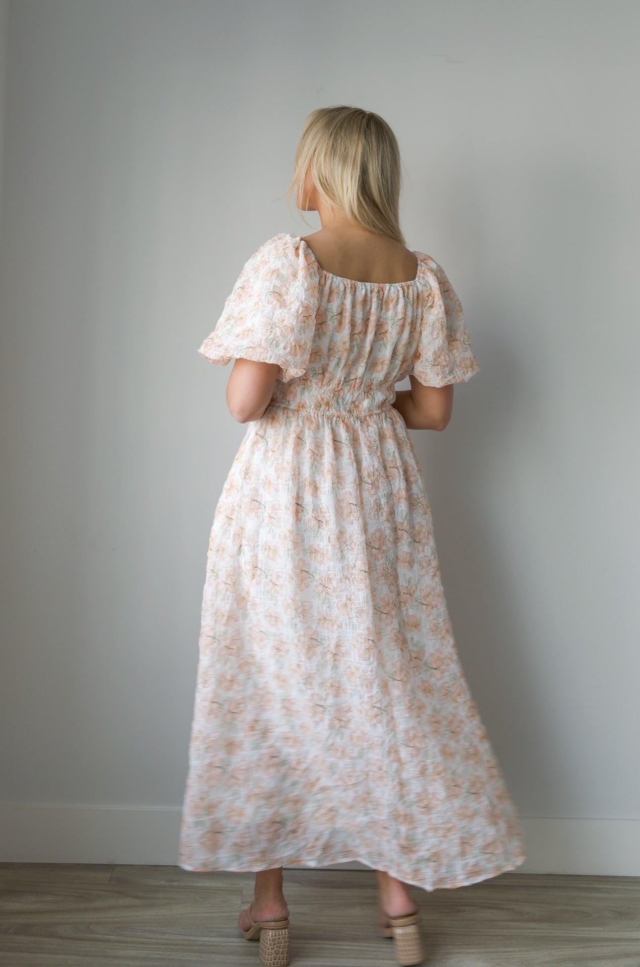 Blossom Floral Print Midi Dress - Peachy