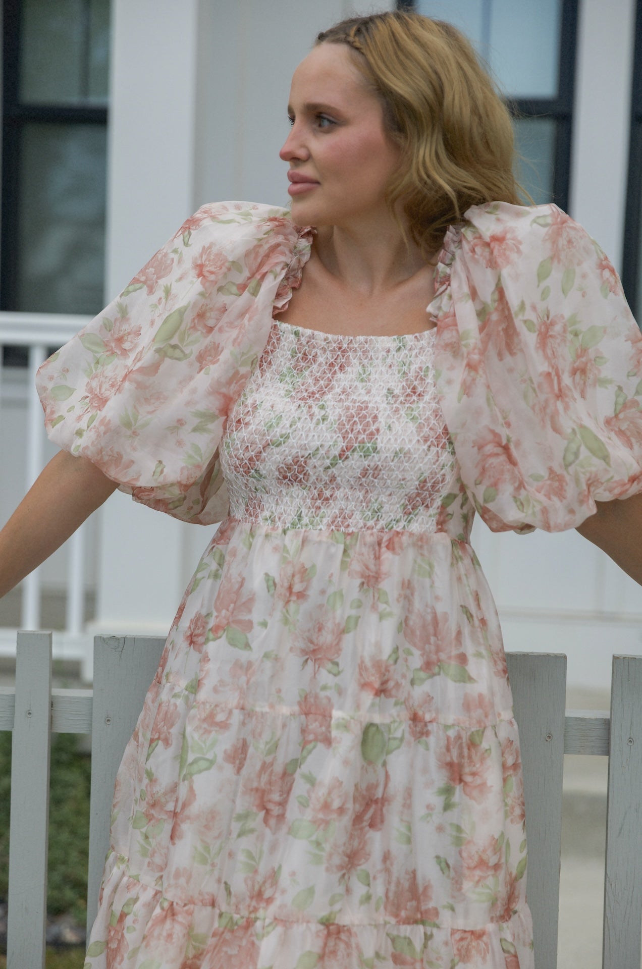 Floral Chiffon Midi Dress