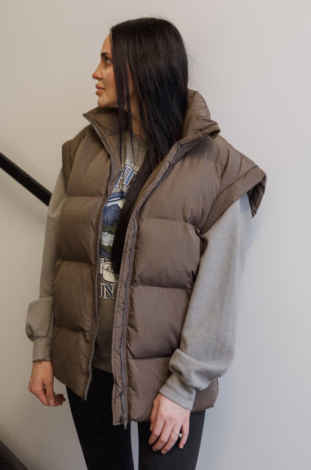 Womens brown puffer on sale vest