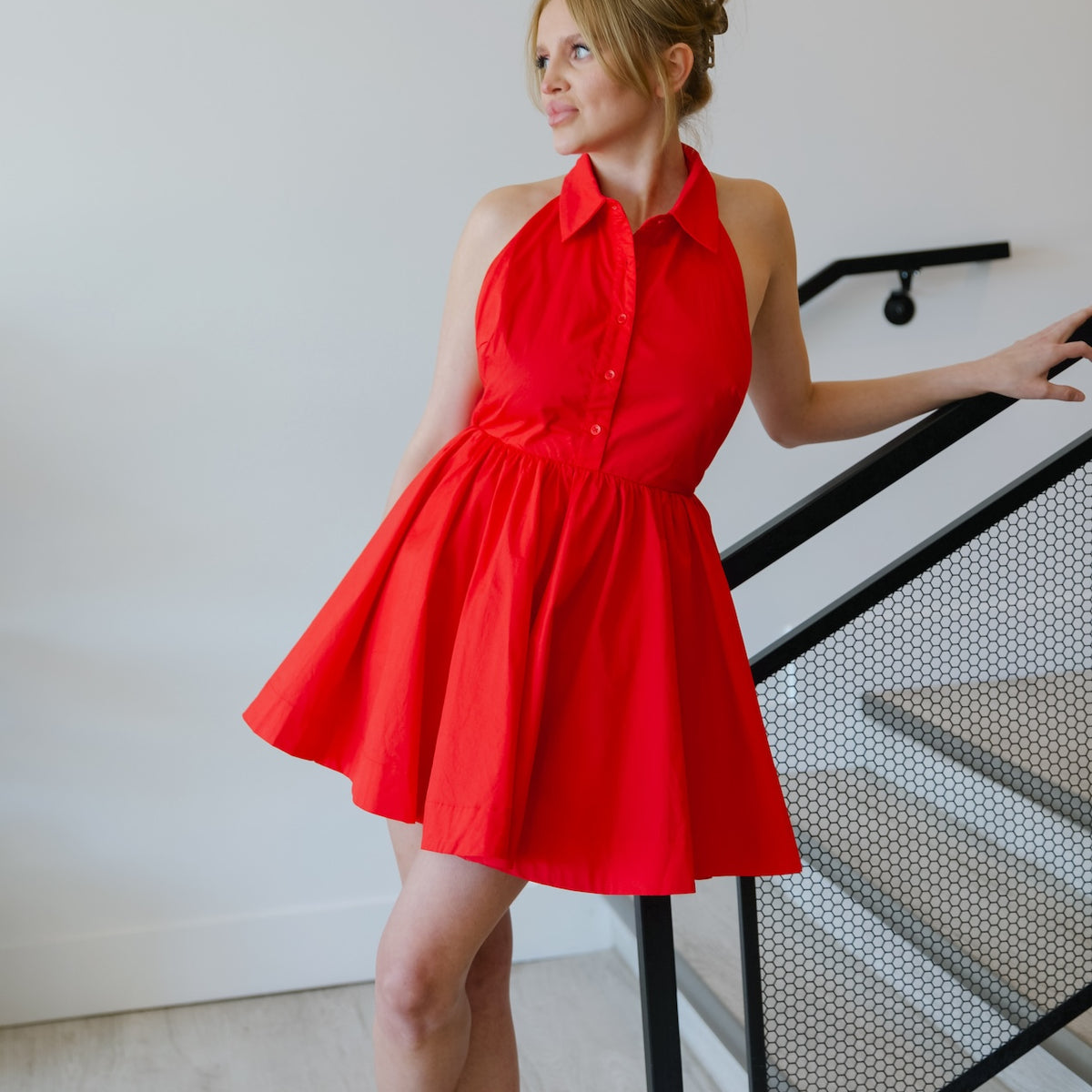 red halter dress Red Halter Mini Dress M