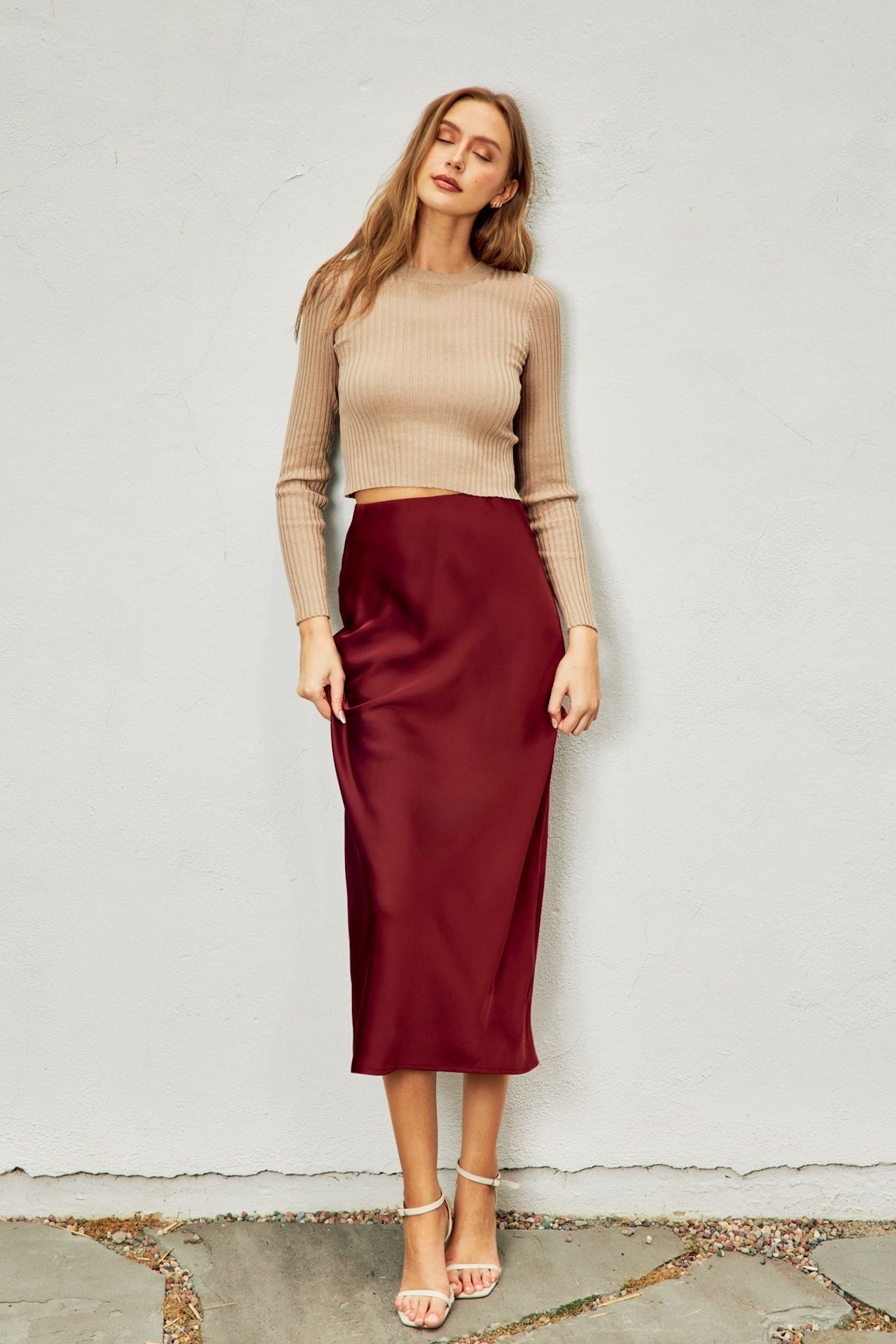 Red Maxi Slip Skirt