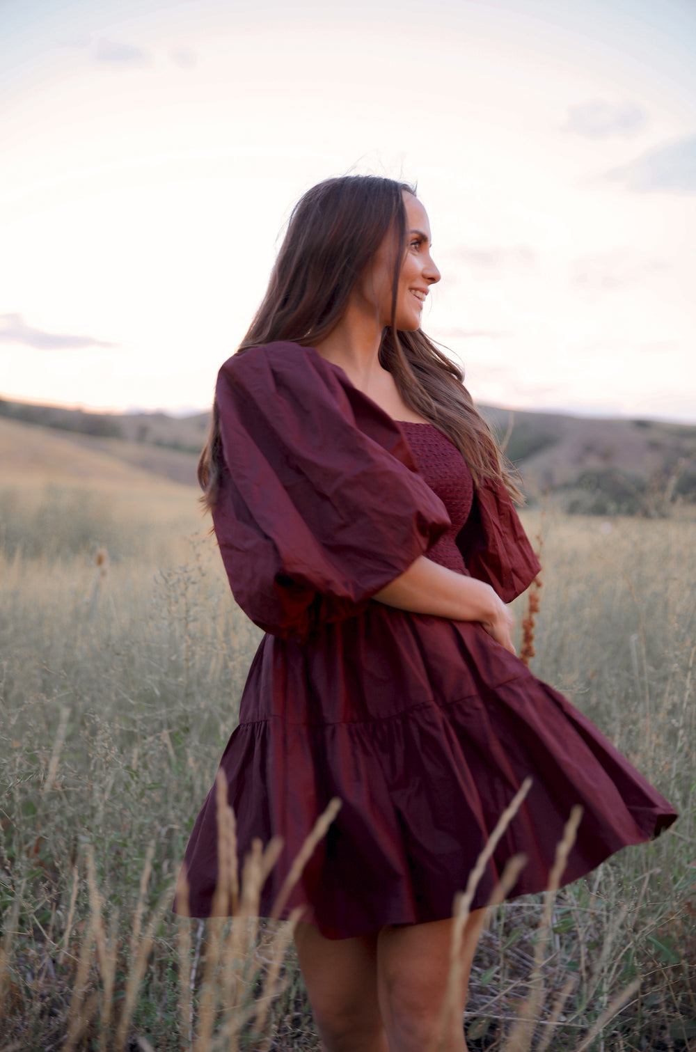 Cc Puff Sleeve Smock Dress Red