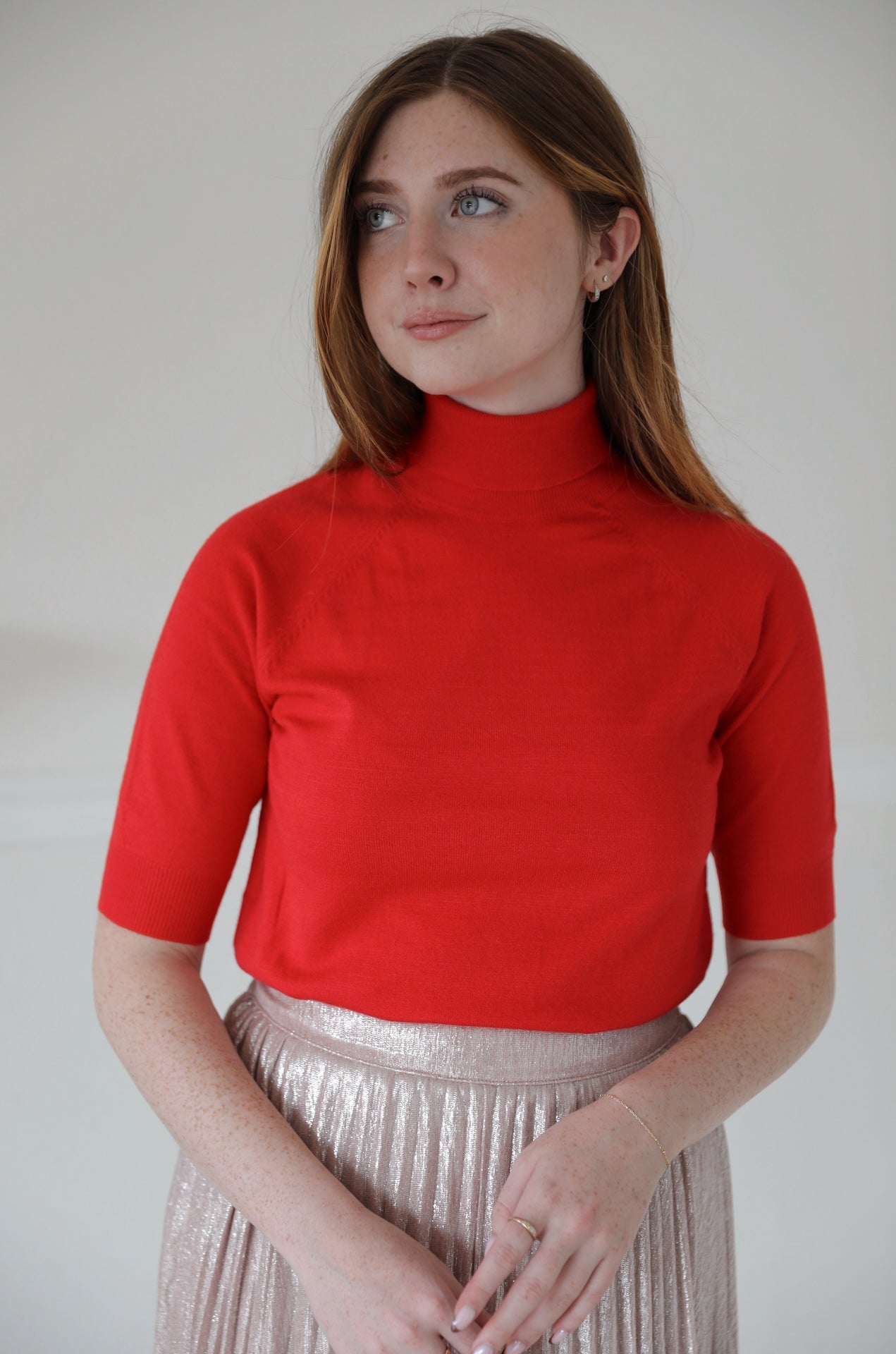 Red Short Sleeve Turtleneck