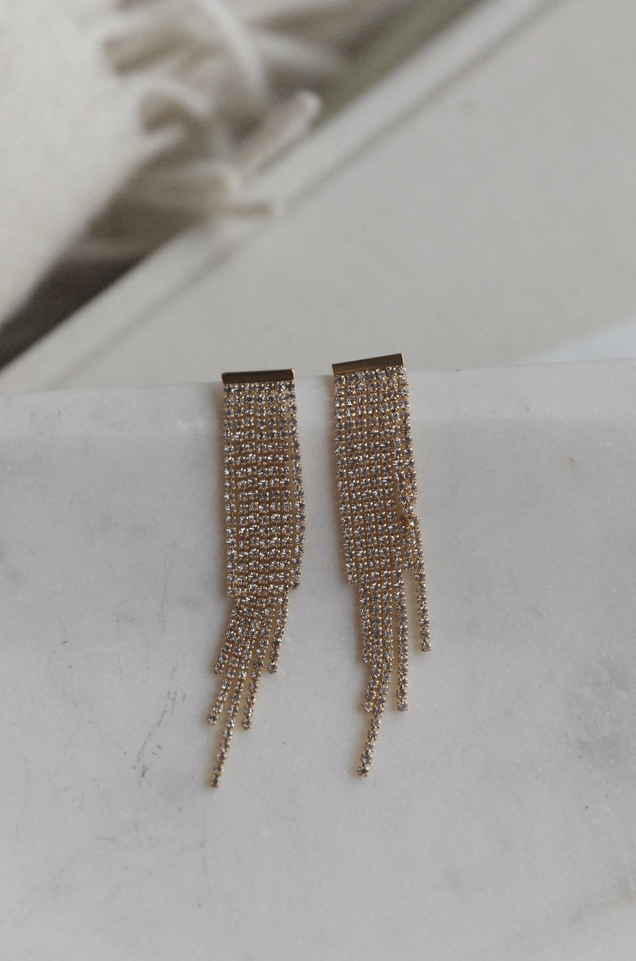 Gold Rhinestone Chain Earrings