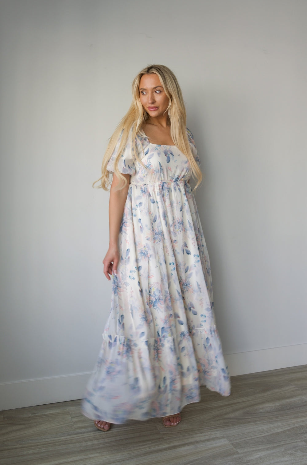Haptics Floral Square Neck Short Sleeve Dress