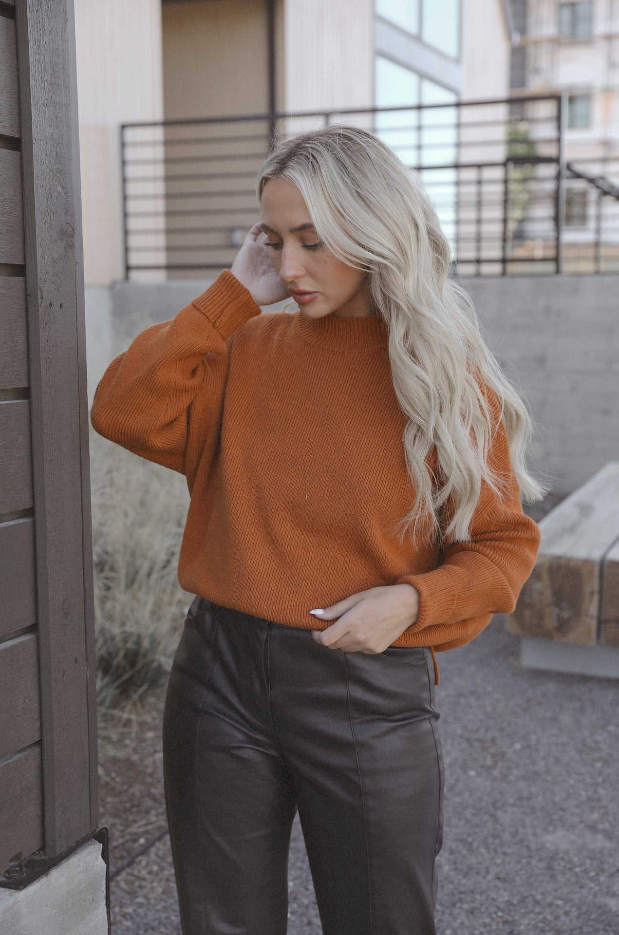 Burnt orange oversized top sweater