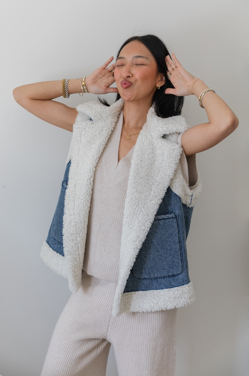 Sherpa Denim Vest