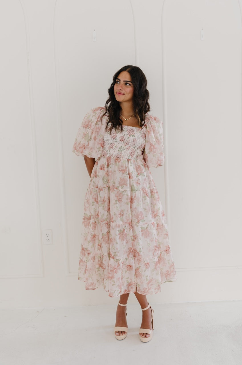 Floral Chiffon Midi Dress