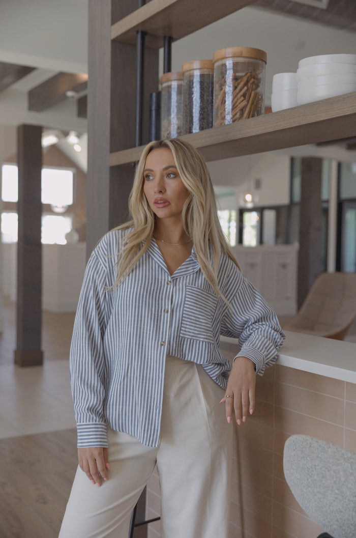 Mittoshop Button Down Striped Long Sleeve Shirt