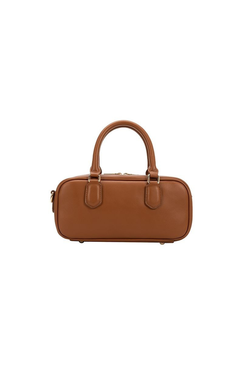 Melie Bianco Structured Brown Handbag - Boston Satchel