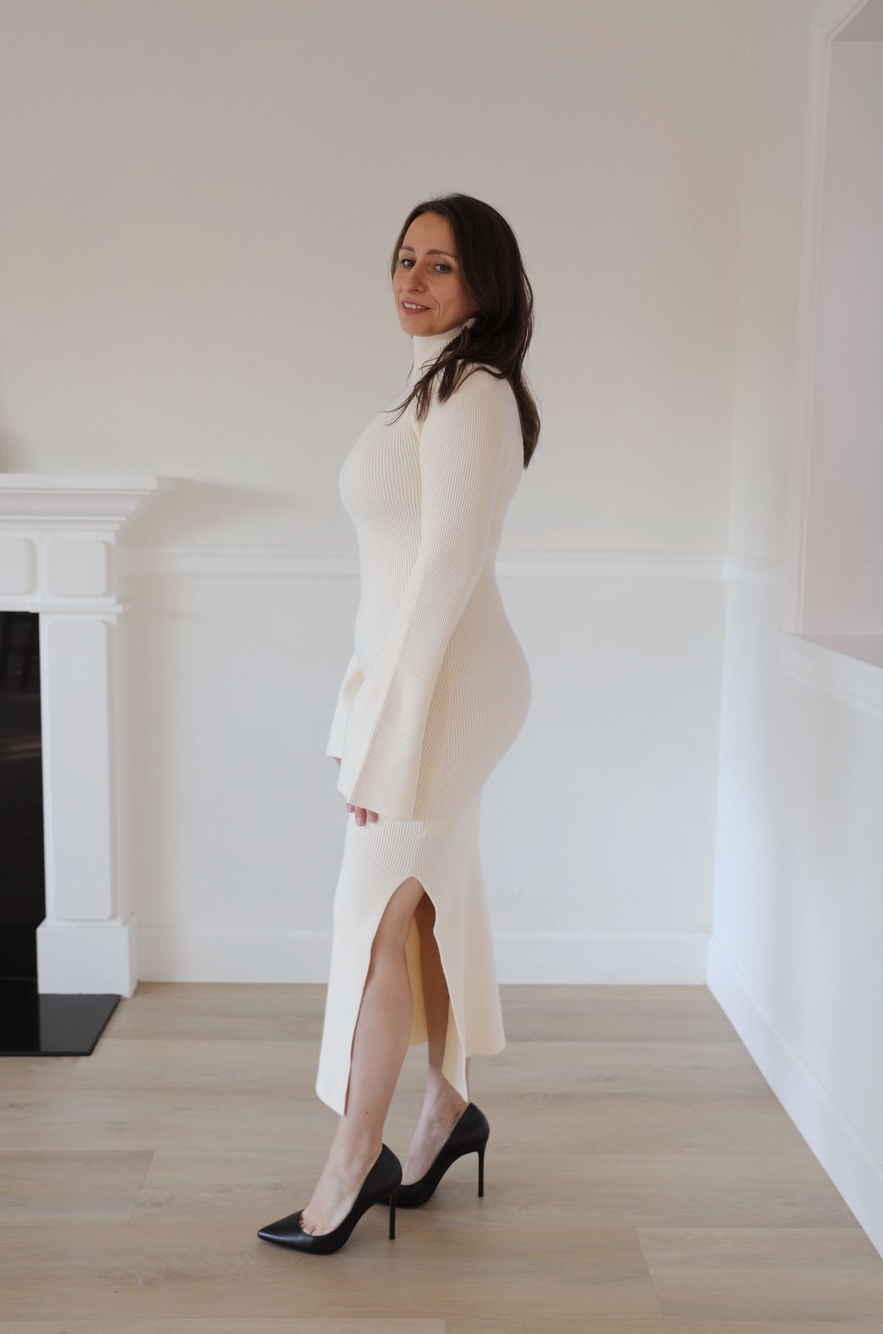 Lexie White Sweater Midi Dress