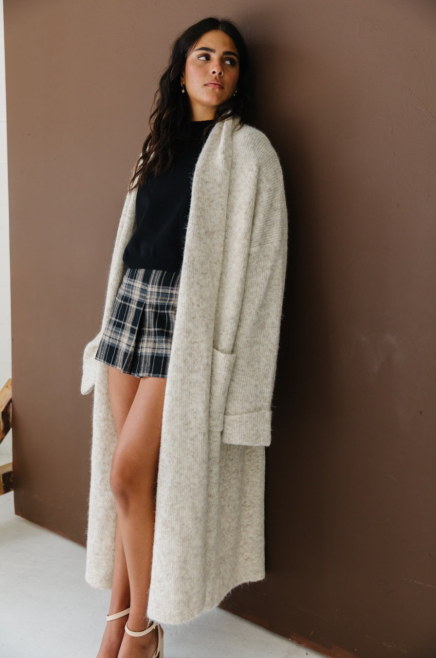 Beige Oversized Maxi Cardigan