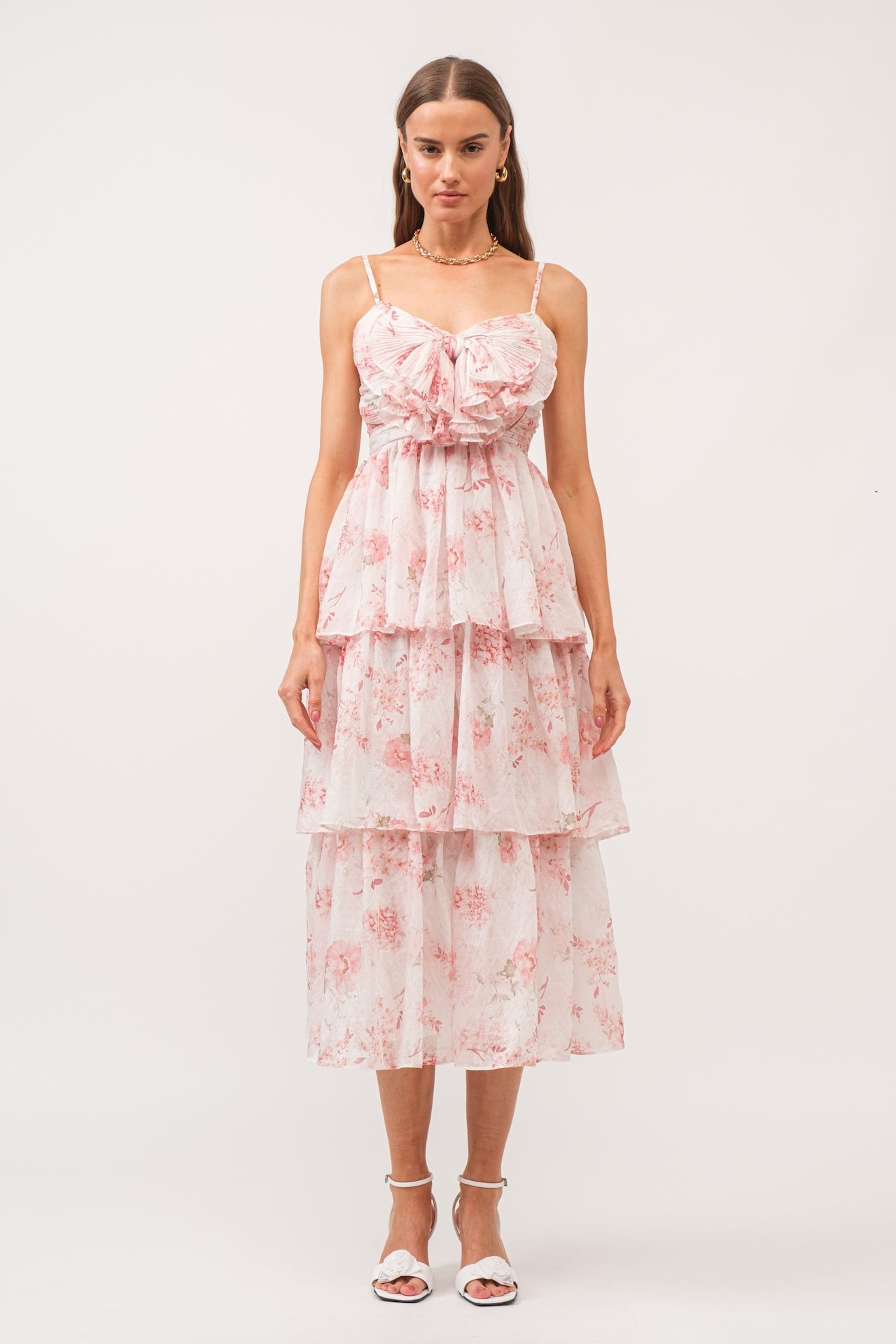 Stassi Floral Tiered Midi Dress