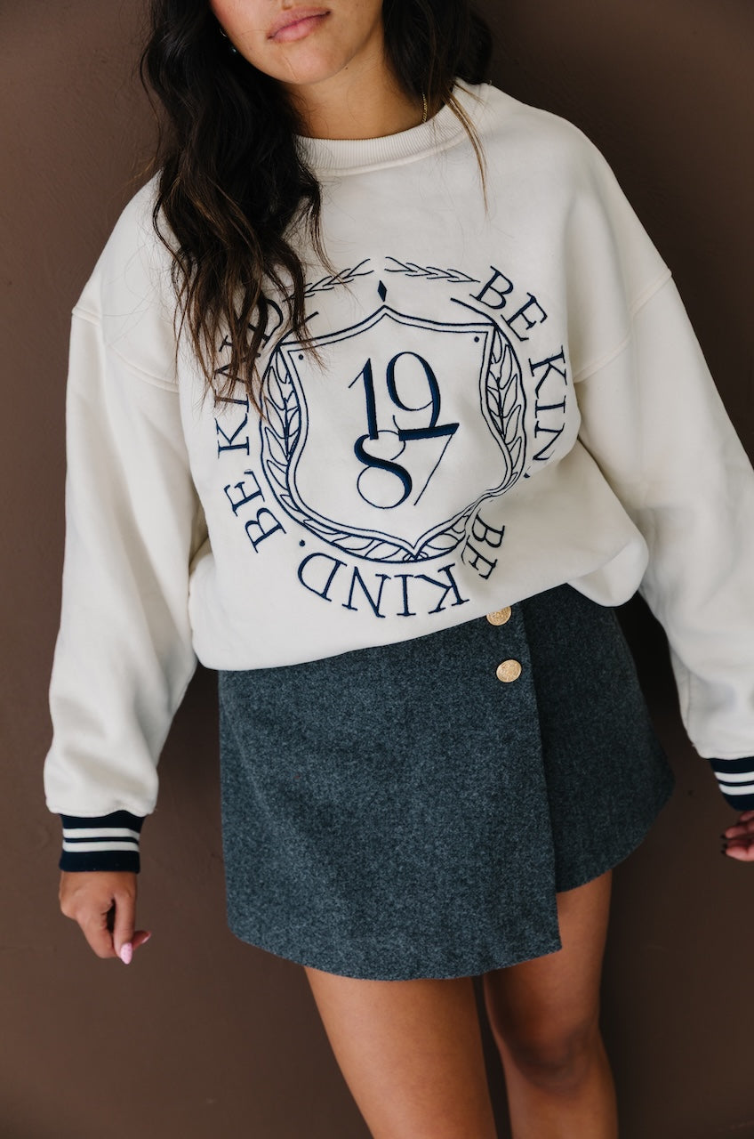 1987 Be Kind Embroidered Fleece Sweatshirt