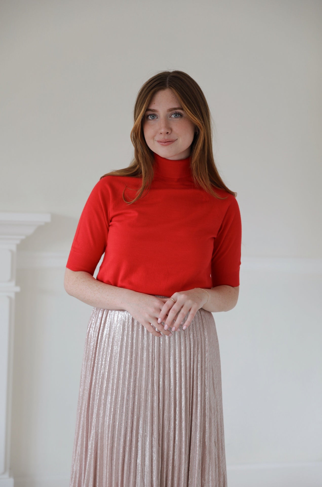 Red Short Sleeve Turtleneck