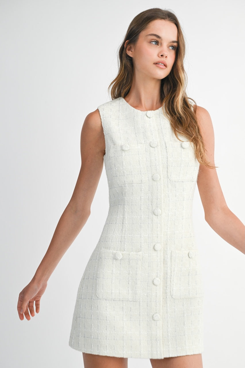 Tweed White Dress