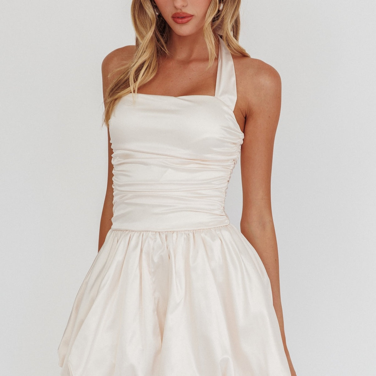 Cream Bubble Hem Mini Dress Cream Bubble Hem Mini Dress