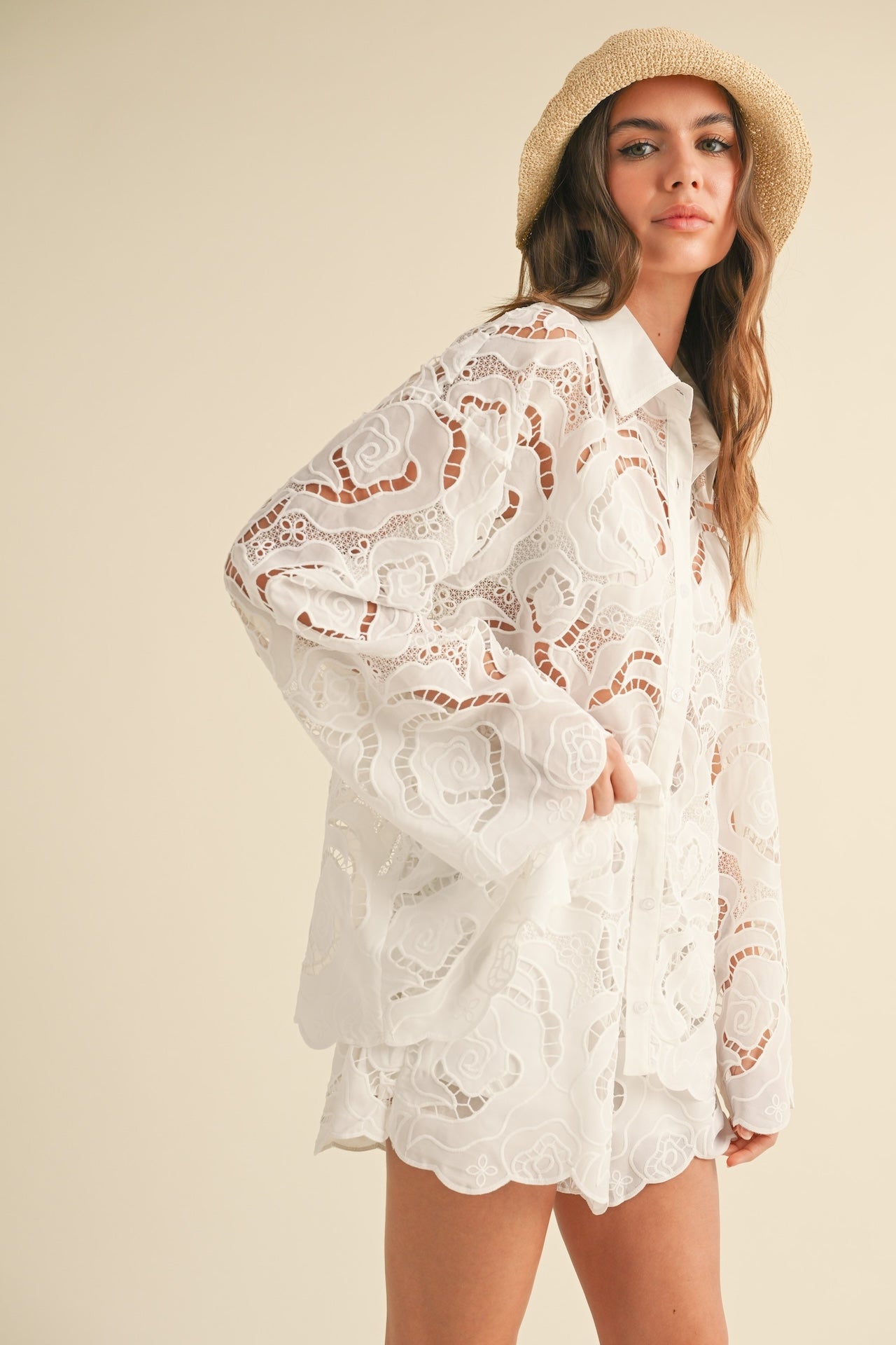 Mimi Floral Eyelet Buttondown Shirt