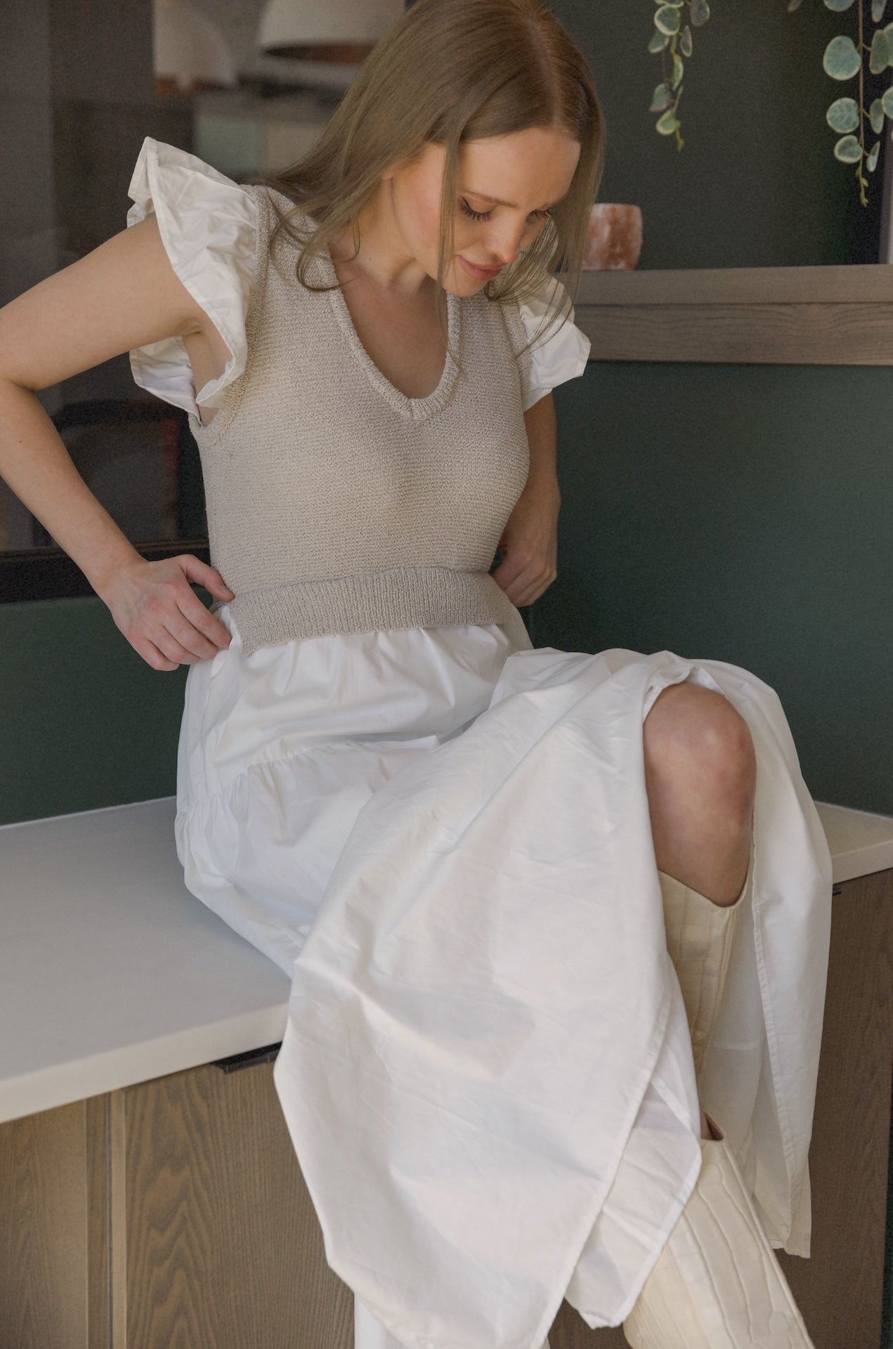 Alondra White Flutter Sleeve Dress