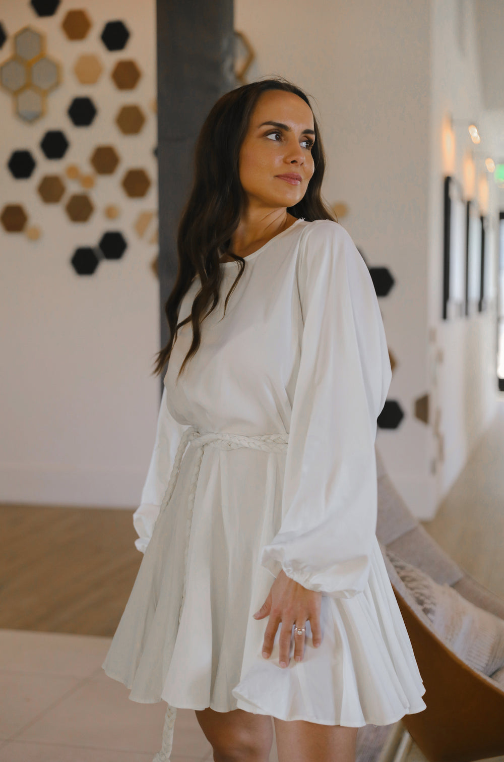 White Belted Midi Dress