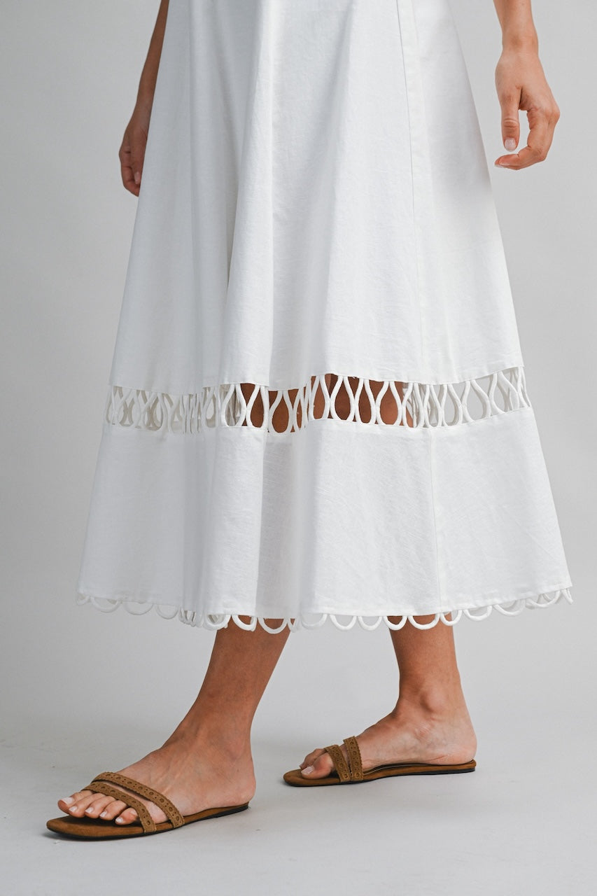 White Linen Midi Dress