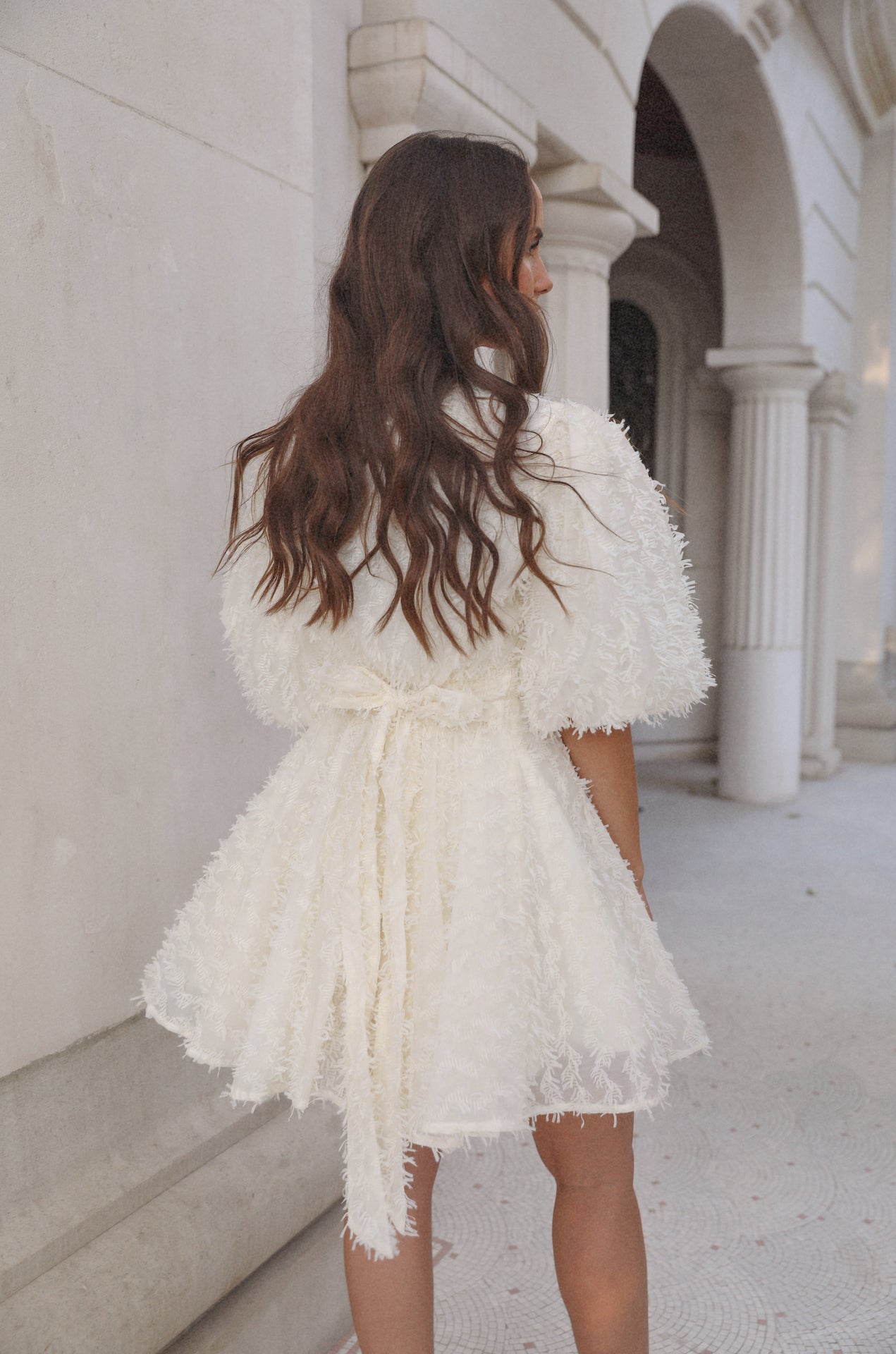 cream puff sleeve mini dress