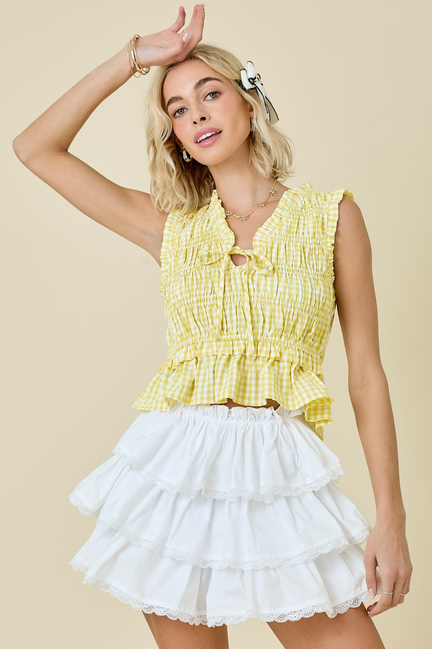 Darla White Ruffle Mini Skirt