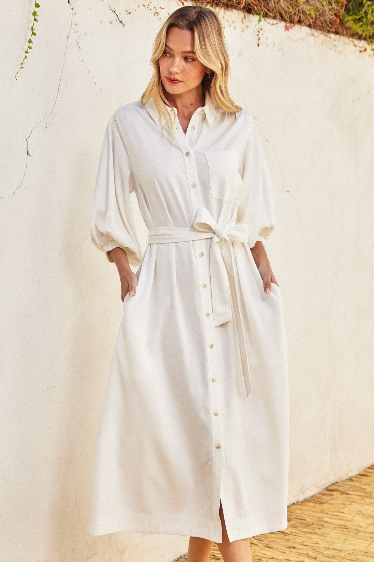 White Midi Shirt Dress