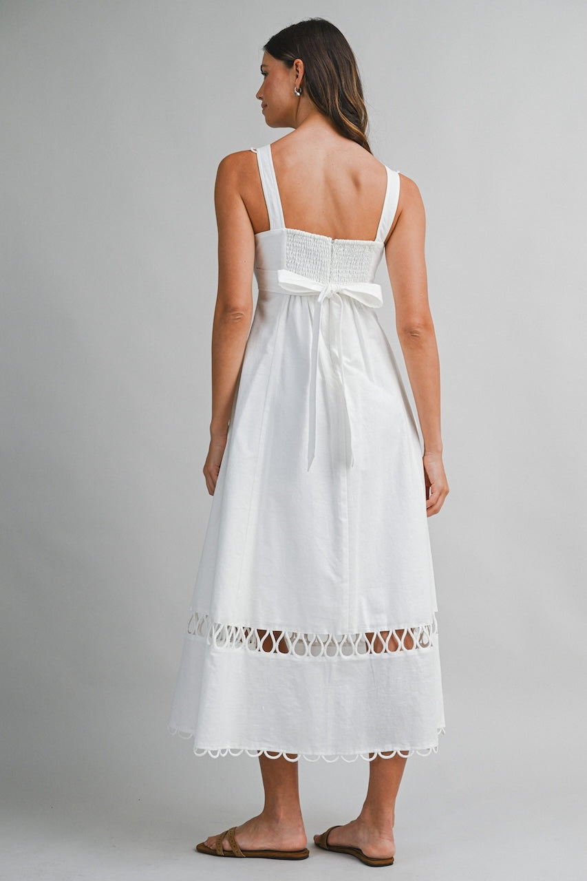 knee length dresses for ladies White Linen Midi Dress