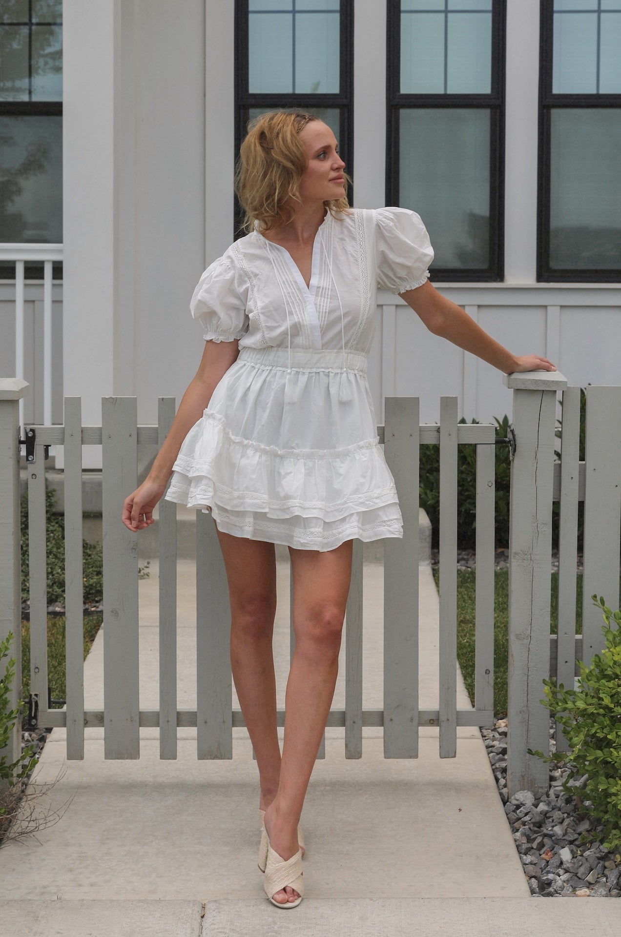 White Ruffle Mini Dress