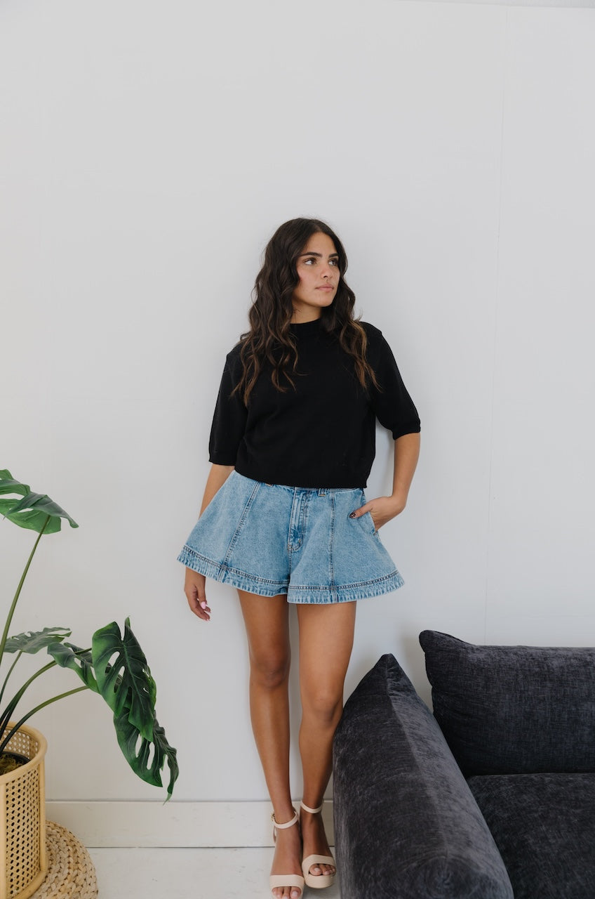 Kate Denim Flared Shorts