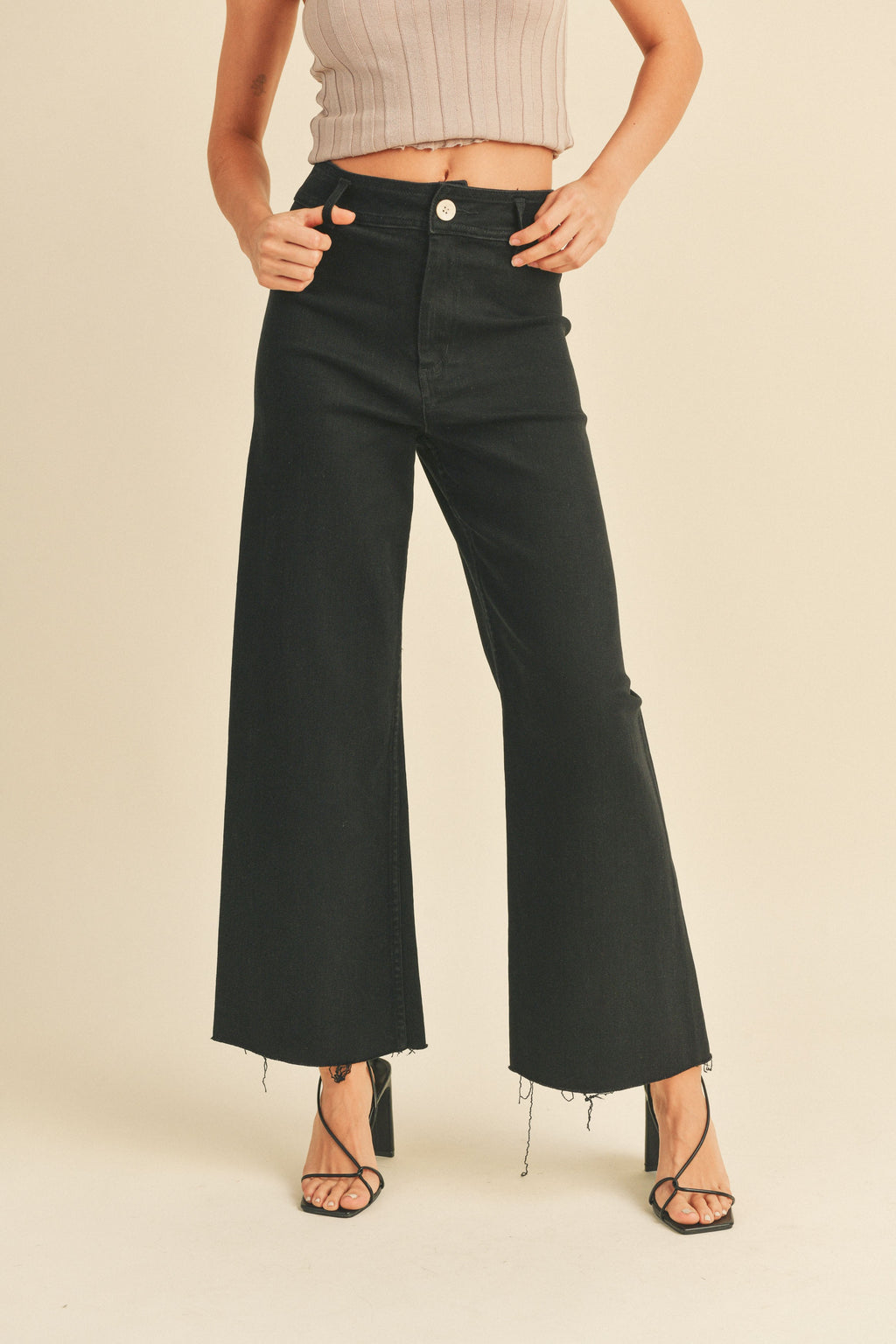 Overlapped Black Flare Jeggings